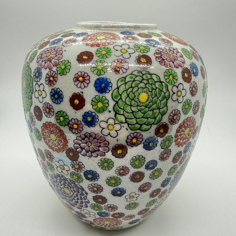 Hundreds of Flowers, Unstamped - 6 1/4" Polychrome Vase Porcelain - Picture 7 of 11